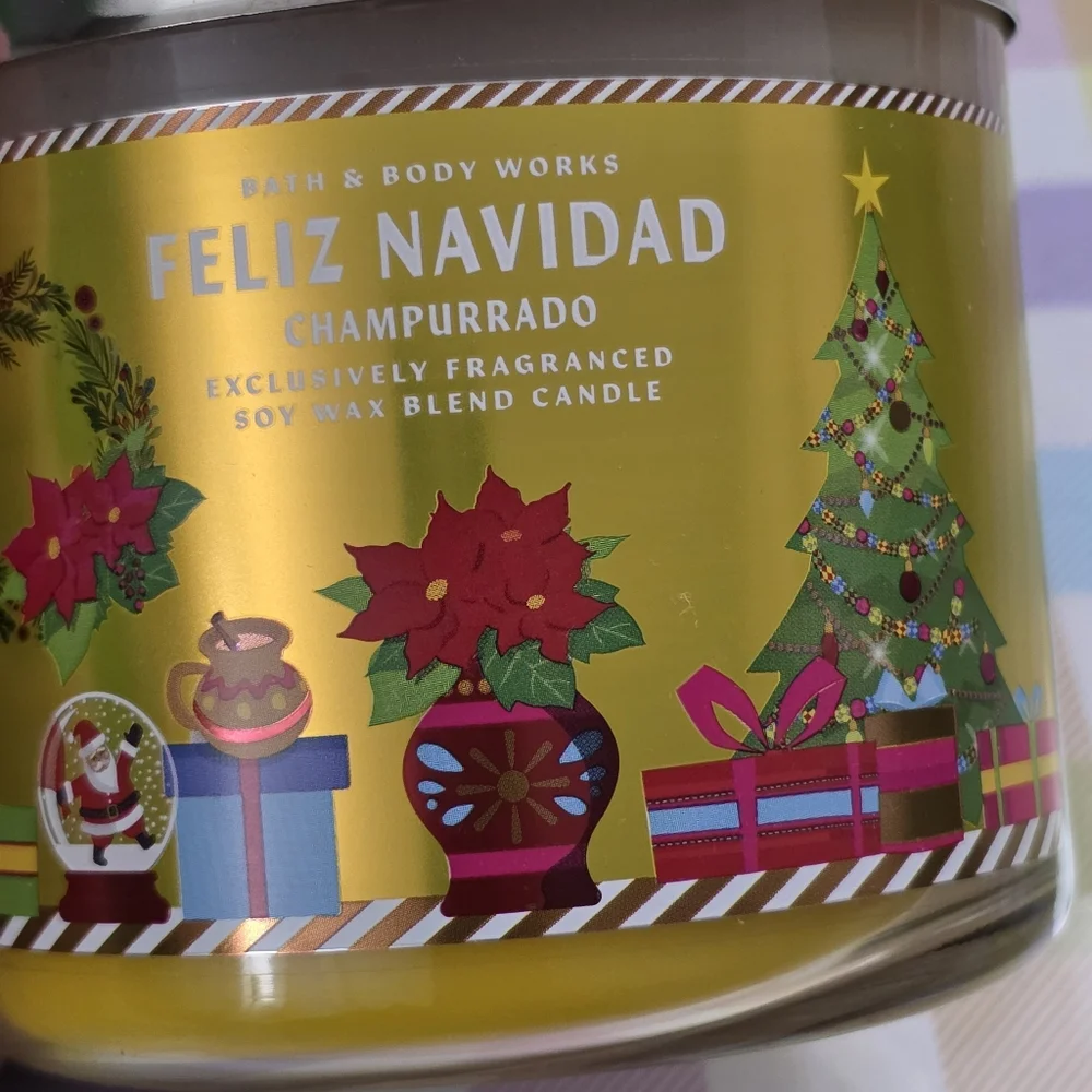 Bath & Body Works Yellow Feliz Navidad Champurrado Holiday Candle NEW RARE